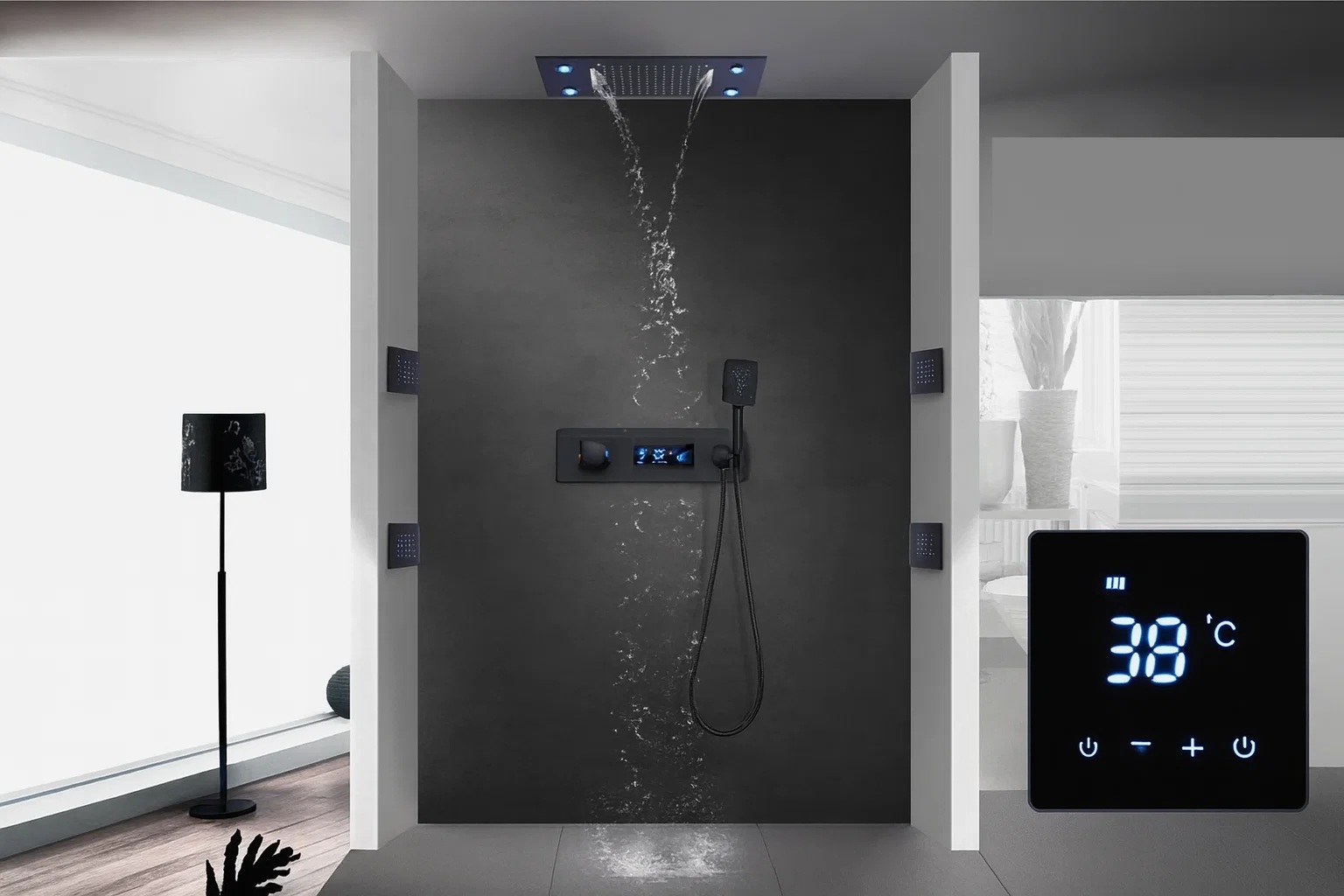 BathSelect rainfall and waterfall shower system